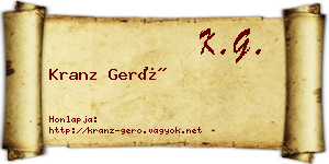 Kranz Gerő névjegykártya